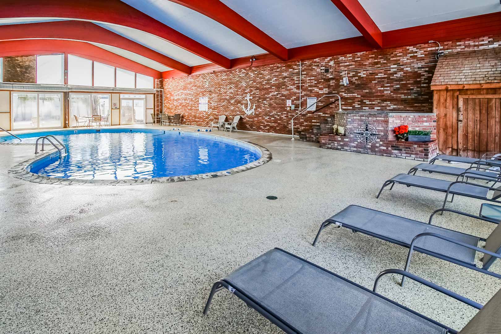 A peaceful indoor swimming pool at VRI's Courtyard Resort in Massachusetts.